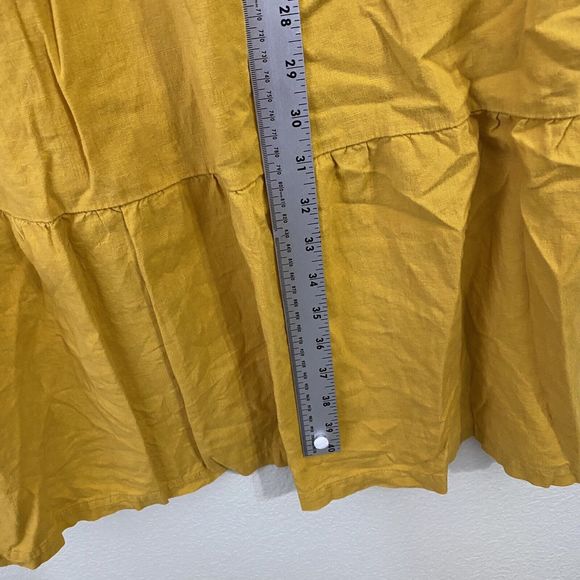 Croft & Barrow Dress Womens Size 2X Mustard Linen Blend Tiered Sleeveless Pocket - Picture 6 of 9
